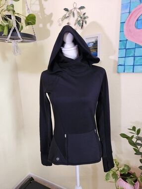 Athleta Black Women's Hooded Pullover Top
